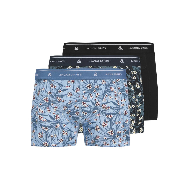 Jack & Jones Heren boxershorts trunks jaczach 3-pack gebloemde print/effen 12269357 large