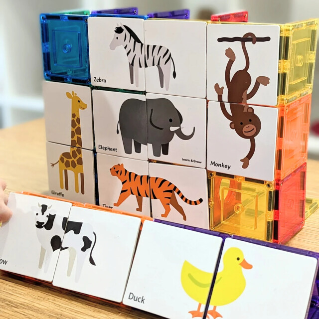 Learn and Grow Toys Learn and grow magnetische toppers dieren duo 40 delig MTT-40PC-ANI large