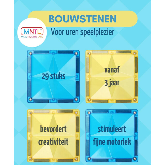 MNTL Magnetic tiles magnetische tegels rainbow 29 stuks MNTL-T02 large