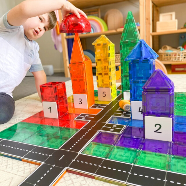 Learn and Grow Toys Learn and grow magnetische toppers weg pakket 40 delig MTT-40PC-ROAD large