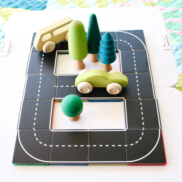 Learn and Grow Toys Learn and grow magnetische toppers weg pakket 40 delig MTT-40PC-ROAD large