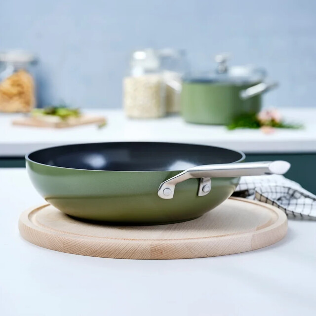 BK Cookware Bk sublime wokpan olive green 28 cm CC009079-001 large