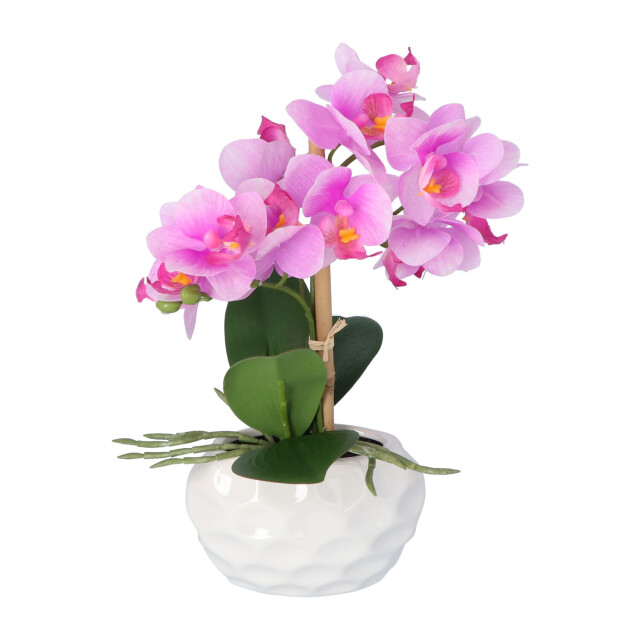 Kopu ® kunstplant orchidee 33 cm in witte sierpot 13x9cm - 2612794 large