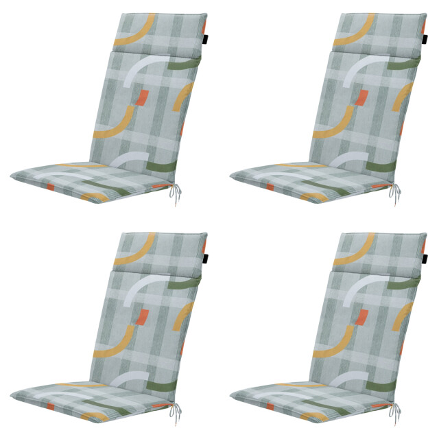 Madison tuinstoelkussen hoge rug tess orange ca. 120x50 cm set van 4 3082939 large