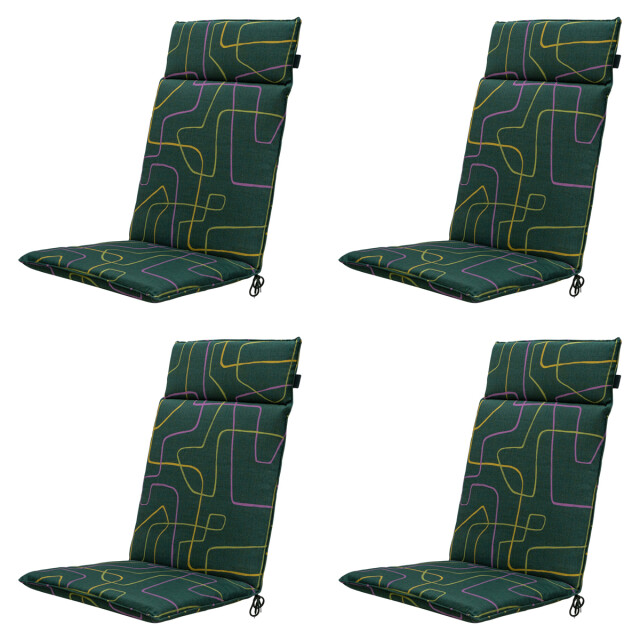 Madison tuinstoelkussen hoge rug joah green ca. 120x50 cm set van 4 3082913 large