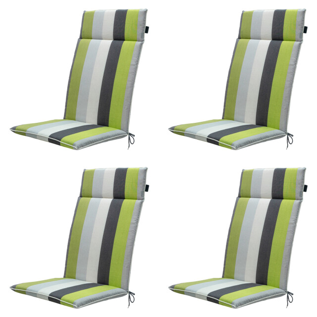 Madison tuinstoelkussen hoge rug victoria green ca. 120x50 cm set van 4 3082906 large