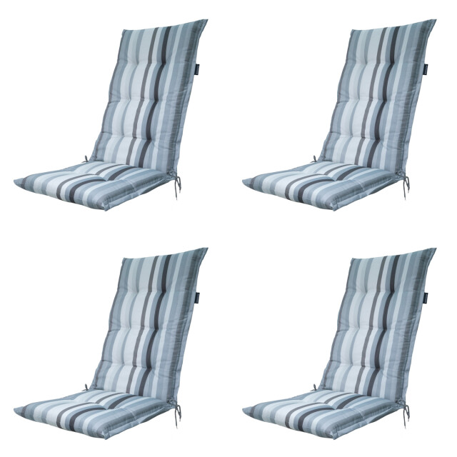 Madison tuinstoelkussen hoge rug righe grey ca. 123x50 cm set van 4 3083030 large