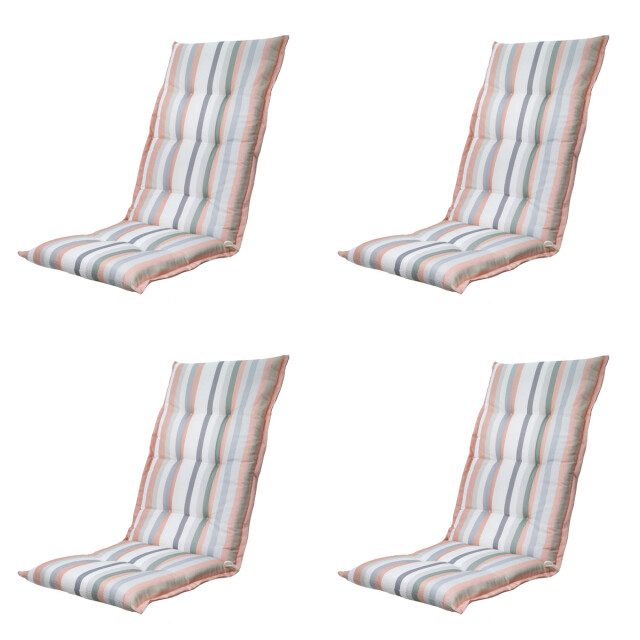 Madison tuinstoelkussen hoge rug righe salmone ca. 123x50 cm set van 4 3083029 large