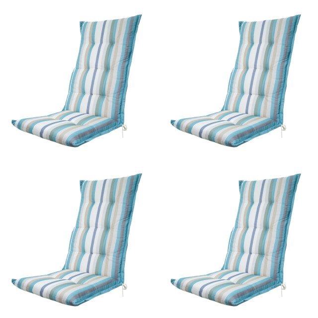 Madison tuinstoelkussen hoge rug righe azure ca. 123x50 cm set van 4 3083031 large