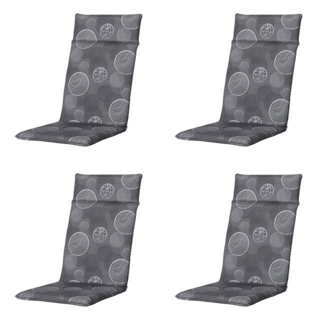 Madison tuinstoelkussen hoge rug circle grey ca. 120x50 cm set van 4 3082908 large