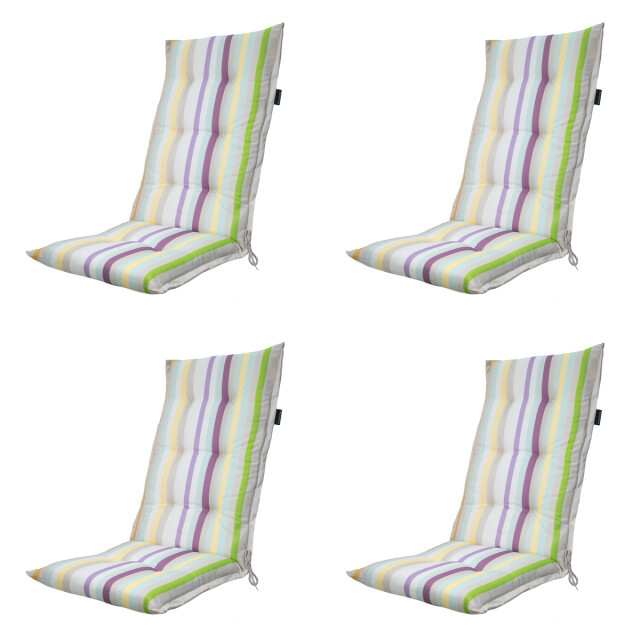 Madison tuinstoelkussen hoge rug righe purple ca. 123x50 cm set van 4 3083028 large