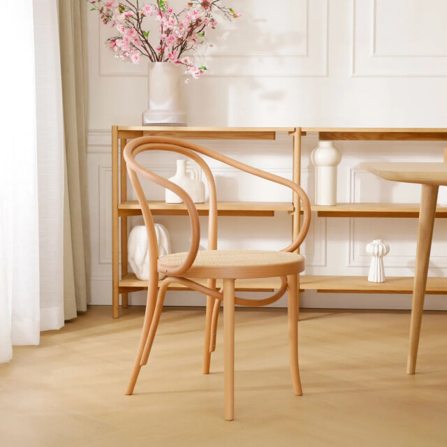 Fameg Venice no. 9 houten eetkamerstoel met armleuningen en rotan zitting naturel 2028234 large