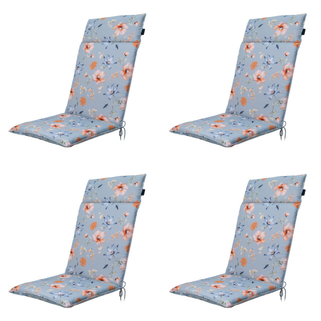Madison tuinstoelkussen hoge rug florina blue ca. 120x50 cm set van 4 3082943 large