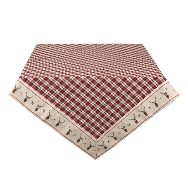 Clayre & Eef Tafelkleed 150x250 cm beige katoen rechthoek ruit hert 1143281 large