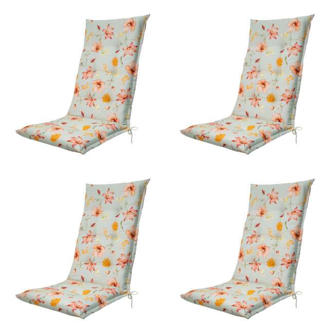 Madison tuinstoelkussen hoge rug florina orange ca. 123x50 cm set van 4 3083047 large