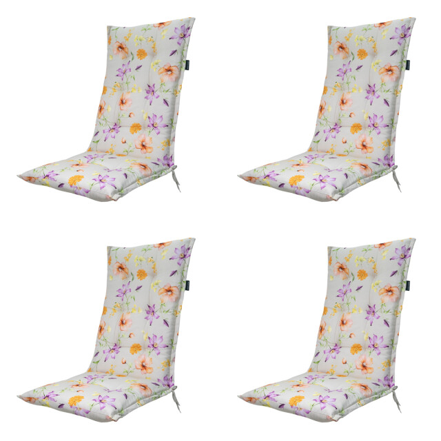 Madison tuinstoelkussen hoge rug florina purple ca. 123x50 cm set van 4 3083045 large