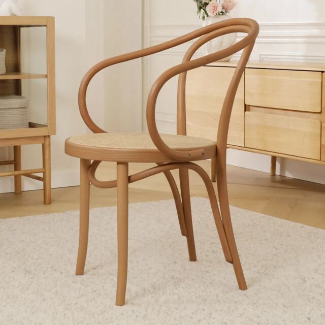 Fameg Venice no. 9 houten eetkamerstoel met armleuningen en rotan zitting naturel 2028234 large