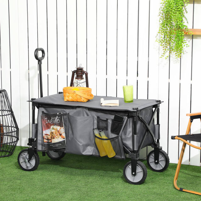 4goodz Outsunny strandwagen opvouwbaar met tafel afdekking 5 zakken - 3083455 large