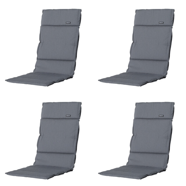 Madison tuinkussen fiber deluxe rib grey ca. 125x50 cm set van 4 3083555 large