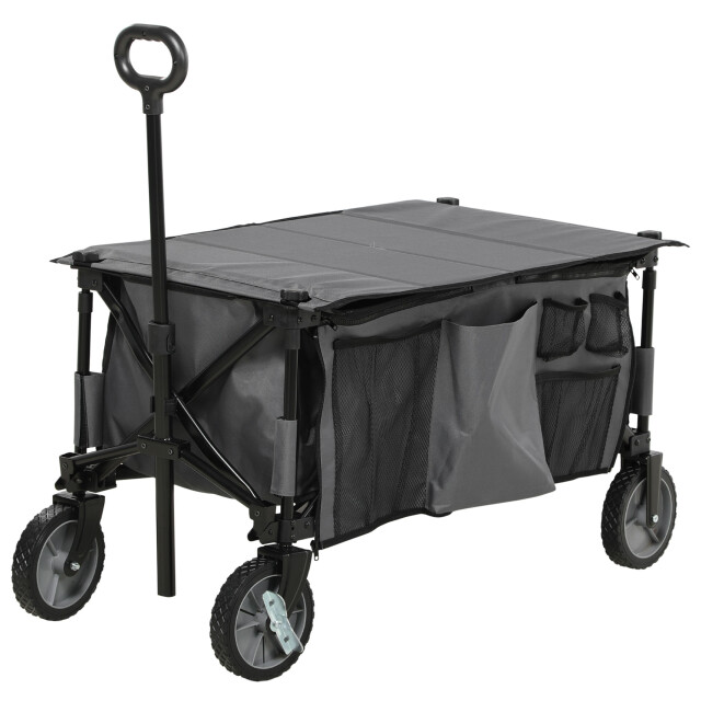 4goodz Outsunny strandwagen opvouwbaar met tafel afdekking 5 zakken - 3083455 large