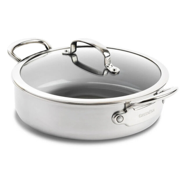 Greenpan Premiere hapjespan met deksel 26 cm rvs CC003820-001 large