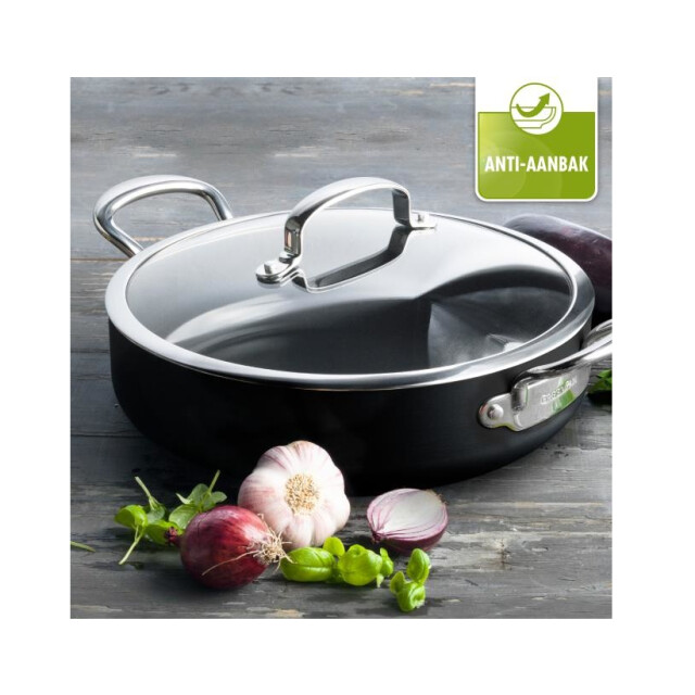 Greenpan Barcelona keramische hapjespan 30 cm met glazen deksel CW002209-002 large