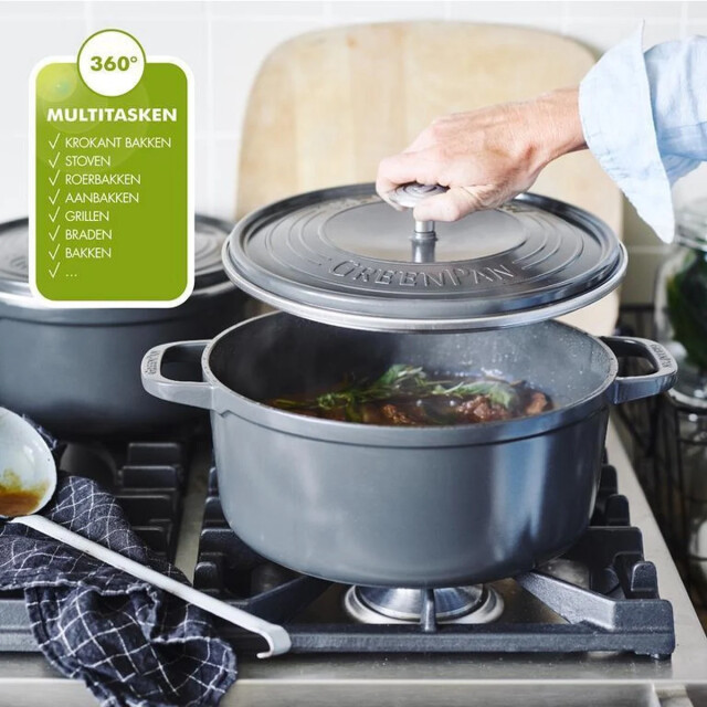 Greenpan Featherweight ovalen braadpan 25 cm gietaluminium CC002222 large