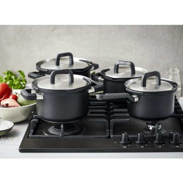 BK Cookware Bk flow cool black kookpannenset- 5 delig rvs veilig afgietsysteem 7865421809297 large
