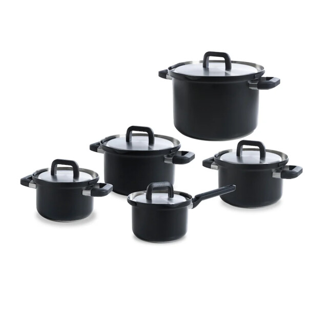 BK Cookware Bk flow cool black kookpannenset- 5 delig rvs veilig afgietsysteem 7865421809297 large