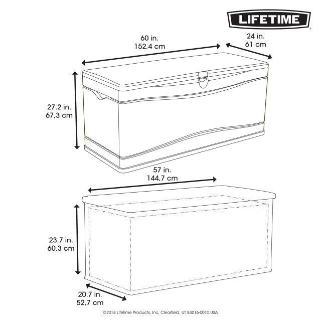 Lifetime Kunststof kussenbox 495l tuinkist 61x152x67cm antraciet 3083705 large