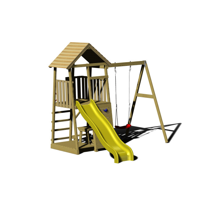 Wendi Toys Houten speeltoren pelikaan| met glijbaan, klimwand, schommel en tafel 3083709 large