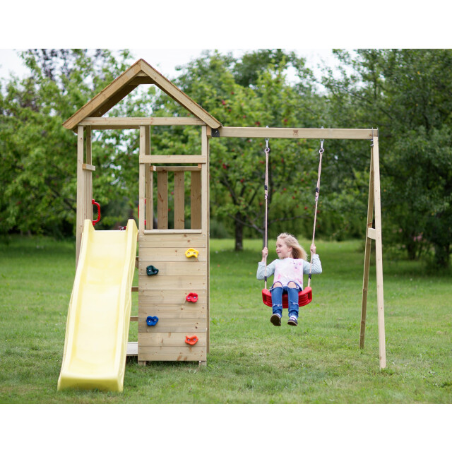 Wendi Toys Houten speeltoren pelikaan| met glijbaan, klimwand, schommel en tafel 3083709 large