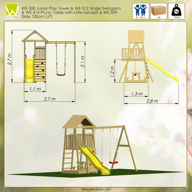 Wendi Toys Houten speeltoren pelikaan| met glijbaan, klimwand, schommel en tafel 3083709 large