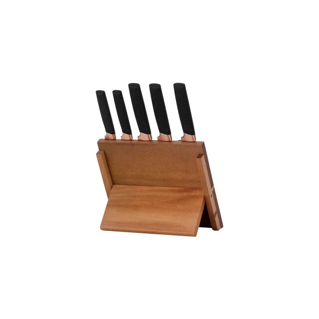 Buccan 6-delige messenset met magnetische standaard van acaciahout 3048209 large