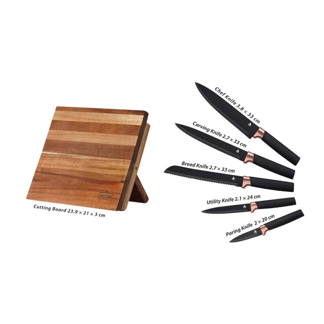 Buccan 6-delige messenset met magnetische standaard van acaciahout 3048209 large