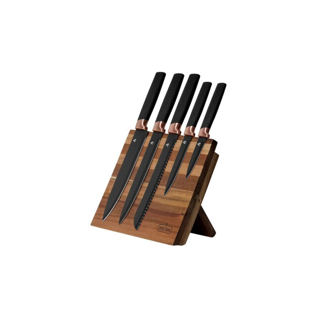 Buccan 6-delige messenset met magnetische standaard van acaciahout 3048209 large