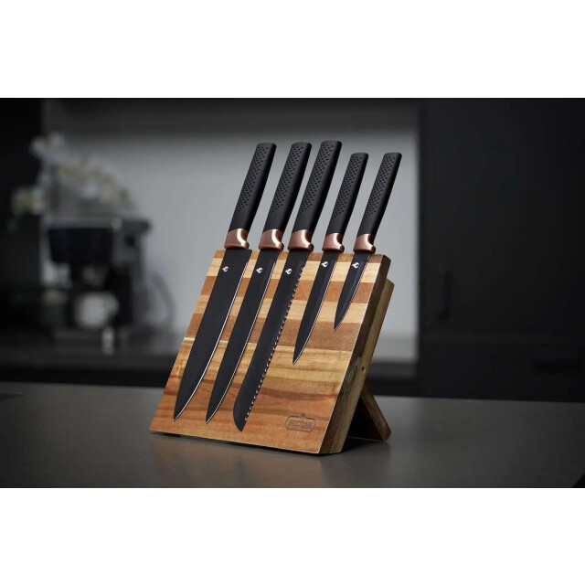 Buccan 6-delige messenset met magnetische standaard van acaciahout 3048209 large