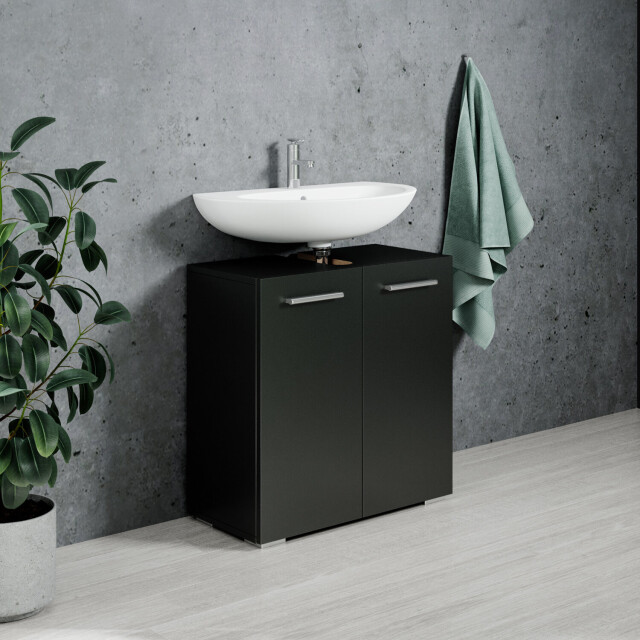 Badplaats Wastafel onderkast jupiter 60 x 30 x 60 cm zwart badkamerkast – 3181305 large