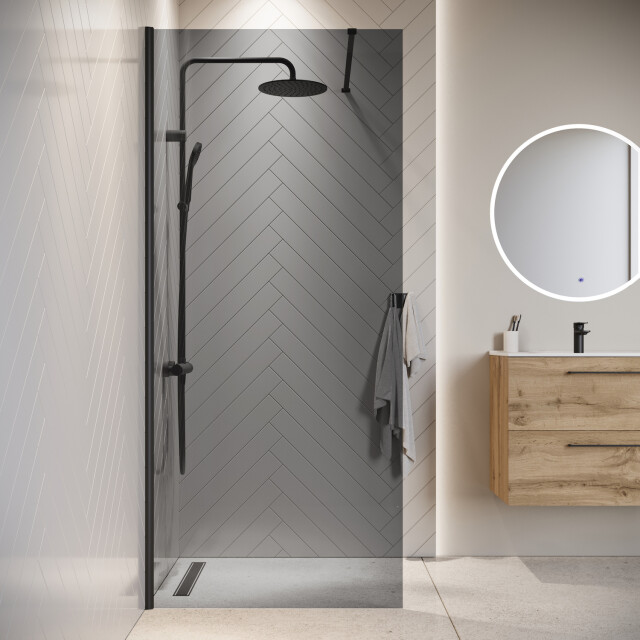 Badplaats Douchewand rizani 100 x 200 cm zwart – getint rookglas inloopdouche 3181241 large