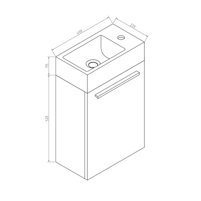 Badplaats Toiletmeubel athene 40 x 22 cm mat grijs fonteinmeubel met 3180995 large