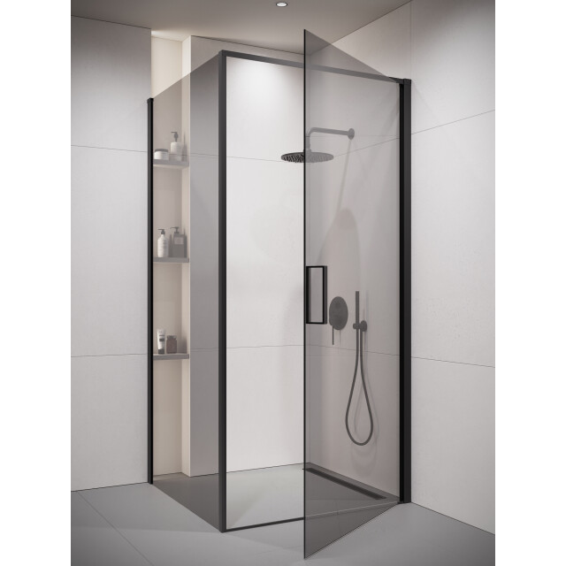 Badplaats Douchecabine alava 80 x 80 x 190 cm zwart douchewand met draaideur 3180954 large