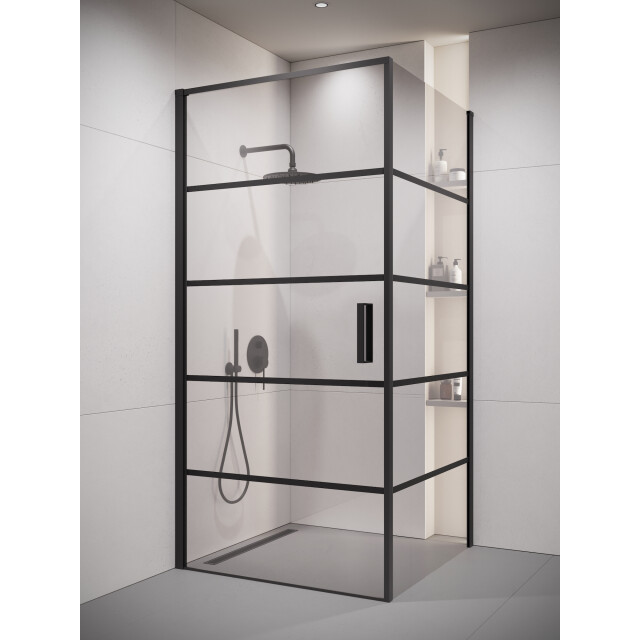 Badplaats Douchecabine alava 80 x 80 x 190 cm zwart met lijnen douchewand 3192181 large