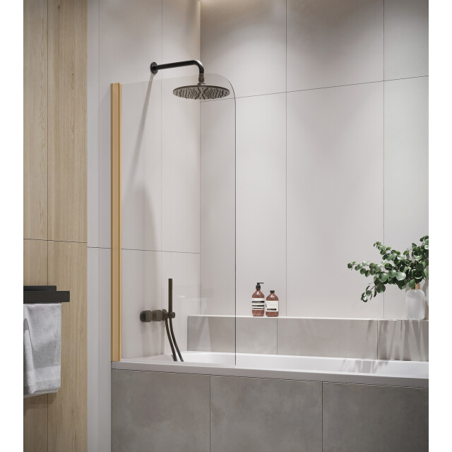 Badplaats Badwand torino 80 x 140 cm goud badscherm draaibaar 5 mm dik - 3181034 large