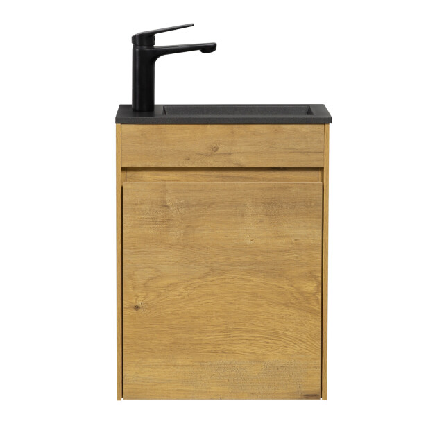 Badplaats Toiletmeubel sinta 40 x 22 cm eiken fonteinmeubel met zwarte 3181181 large