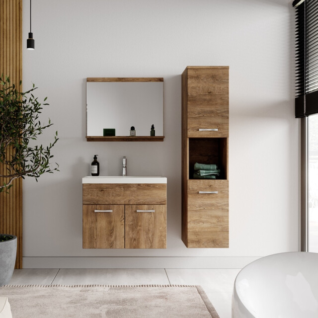 Badplaats Badkamermeubel montreal set 02 60 x 35 cm bruin eiken badmeubel 3181405 large