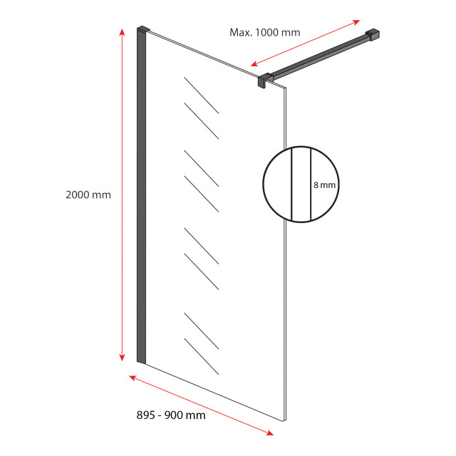 Badplaats Douchewand florida 90 x 200 cm chroom – inloopdouche 8 mm met 3181061 large