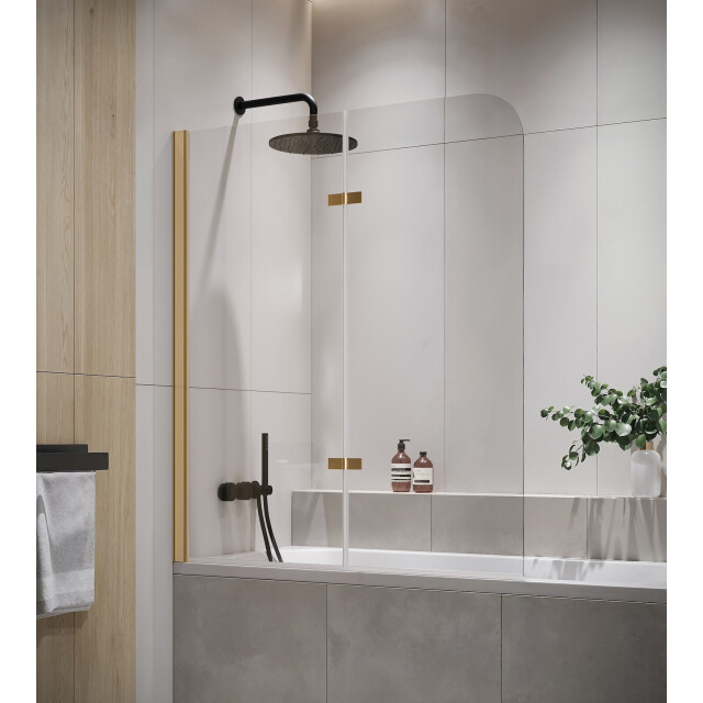 Badplaats Badwand austin 120 x 140 cm goud badscherm draaibaar 5 mm dik - 3181108 large