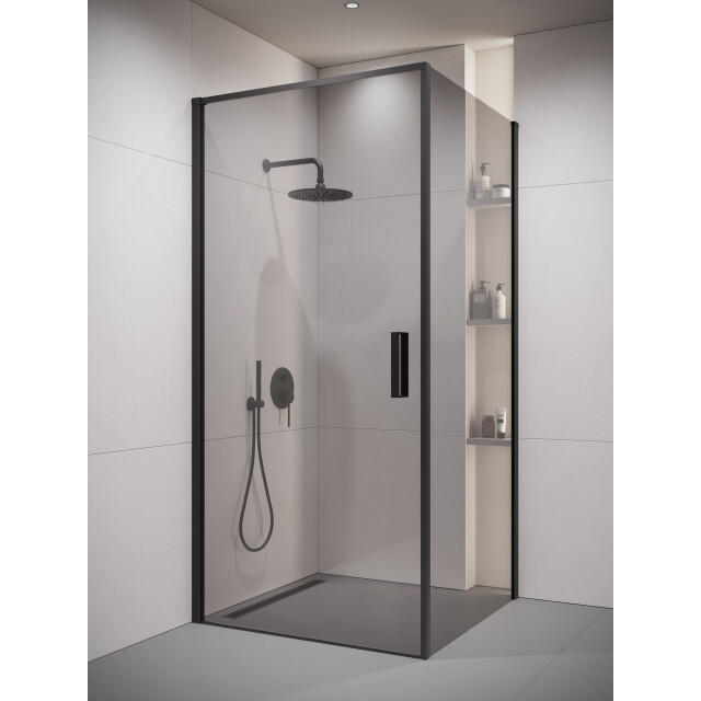 Badplaats Douchecabine alava 80 x 80 x 190 cm zwart douchewand met draaideur 3180954 large
