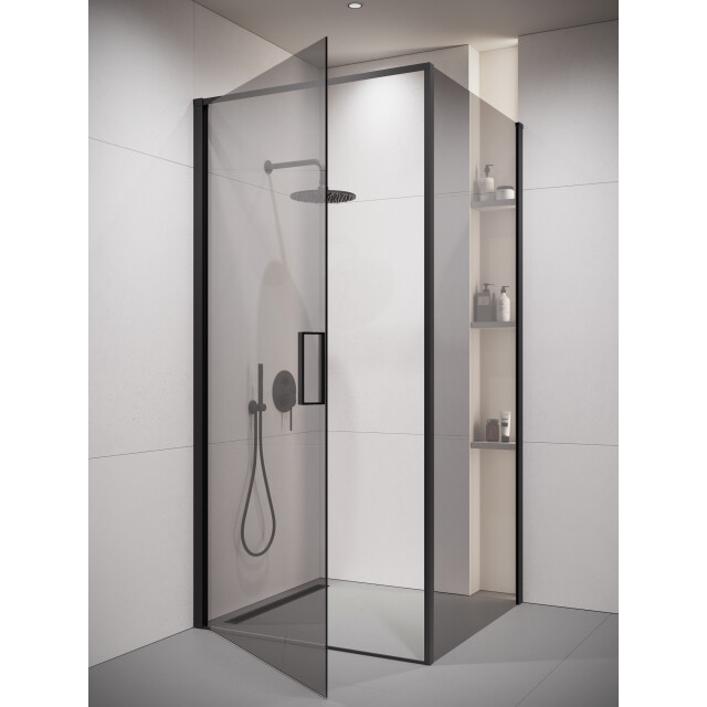 Badplaats Douchecabine alava 80 x 80 x 190 cm zwart douchewand met draaideur 3180954 large