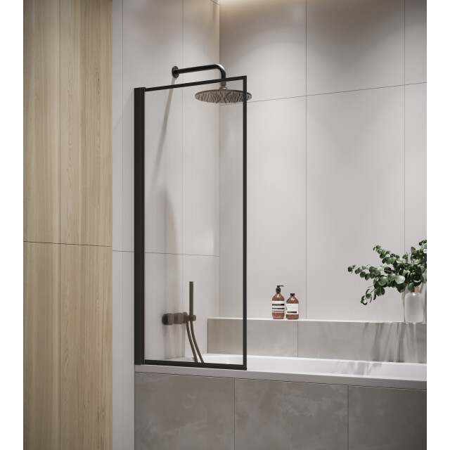 Badplaats Badwand medal 70 x 140 cm zwart badscherm draaibaar 5 mm dik - 3181195 large